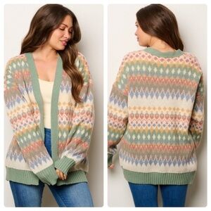 A Girl Thing Multicolor Patterned Cardigan